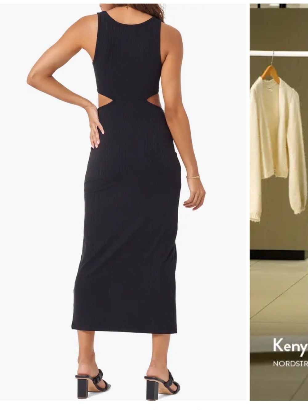 L* Space Black Ribbed Cutout Maxi Dress with Front Slit - Picture 2 of 6